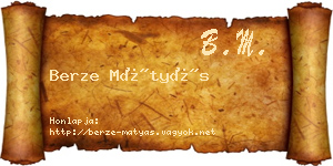 Berze Mátyás névjegykártya